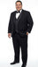 Men's Black Vested Tuxedo Suit with Patterned Lapel – Classic Formal Suit for Wedding, Party and Evening Events