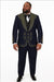 Men’s Navy Tuxedo with Gold Embroidery – Slim Fit Formal Dinner Jacket with Shawl Lapel