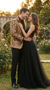 Men's Light Brown & Gold Baroque Embroidered Blazer Jacket | Tuxedo Dinner Jacket - Image 6