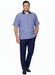 Men’s Blue and White Vertical Stripe Short Sleeve Shirt Set – Casual Summer Two-Piece Outfit  With Walking Suit Plus Matching Pants