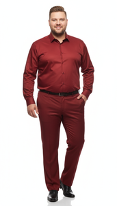 Men’s Red Satin Dress Shirt – Luxury Long Sleeve Formal Shirt for Parties, Weddings, and Business Wear