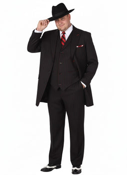 Mens Black and Red Pinstripe Zoot Suit – 1920s Gangster Vintage 3-Piece Suit for Formal, Prom, and Themed Events - Image 6