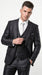 Men’s Black Three Piece Suit – Modern Fit 3PC Formal Suit with Vest for Wedding, Prom and Business Events Sharkskin Shiny Fabric