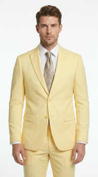 Men’s Pale Yellow 2 Piece Suit, Formal Dress Suit for Weddings, Prom, Parties, Summer Events, and Special Occasions By Vitali