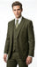 Men’s Olive 3 Piece Suit with Blazer, Vest and Pants, Formal Wedding Business Dress Suit