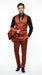 Men’s Rust Copper Coganc Shiny Sateen 3 Piece Suit, Vested Formal Wedding Prom Suit Set Ultra Slim Fit