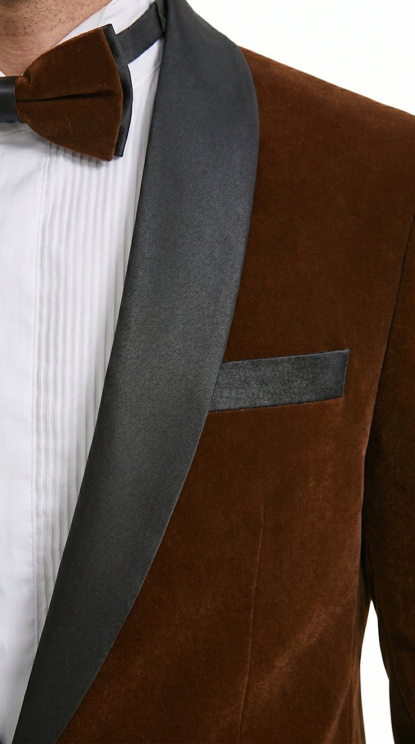 Men’s Brown Camel Bronze Velvet Tuxedo Jacket, Shawl Lapel Wedding Prom Dinner Blazer - Blazer Sportcoat