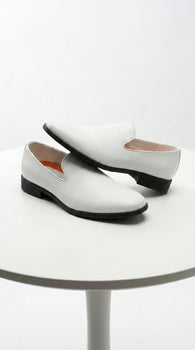Men’s White Plain Toe Slip On Loafer Dress Shoes – Classic Formal Lightweight Shoes for Wedding, Party and Business Wear