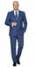 Mens Indigo Navy Blue Windowpane Check Suit – Classic 2-Piece Formal Business and Wedding Wear Set in Cobalt Blue