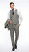 Vitali Brand Men’s Grey Textured Patterned 3 Piece Suit – Modern Fit Checkered Sharkskin with Blazer, Vest & Trousers, Business Wedding