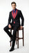 Men’s Black Suit with Burgundy Shawl Lapel –  Formal Tuxedo Suit for Wedding, Prom and Evening Events + Bowtie & Tie