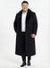 Men’s Black Long Overcoat with Faux Fur Collar, Full Length Winter Topcoat for Formal and Business Wear