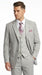 Men’s Light Gray 3 Piece Suit – Ice Silver Gray Formal Suit Set with Vest, Patterned Lapel and Tie for Wedding, Prom and Business Events