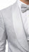 Mens Light Silver Wedding Tuxedo Suit – Paisley Fabric Three Piece Formal Suit Set with Shawl Lapel for Groom, Prom, Gala and ice Grey