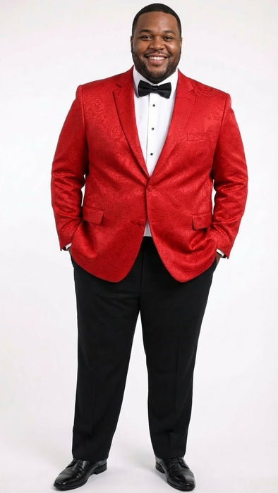Men’s Red Paisley Velvet Blazer - Christmas new year Sport Coat Jacket - Prom 2026 Collection