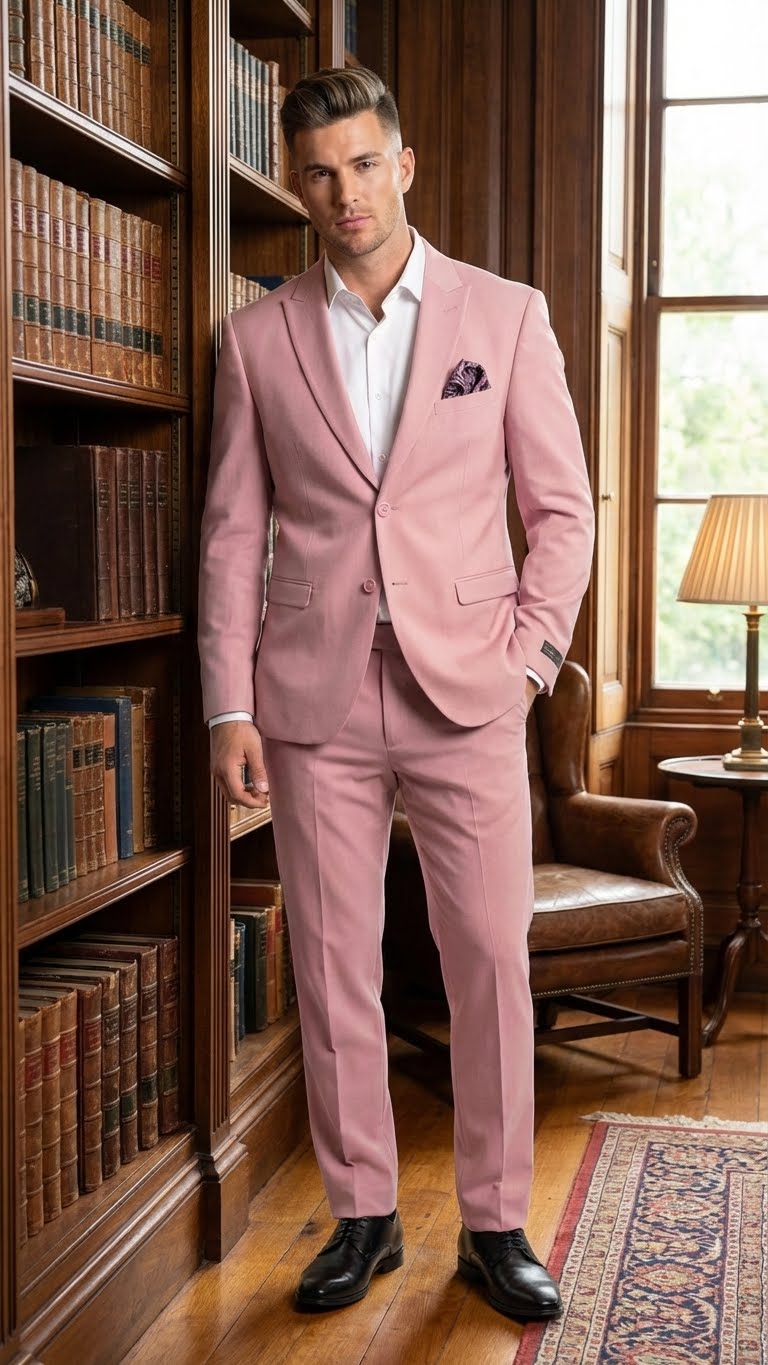 Vitali Brand Men’s Light Pink Formal Suit - Blush Color Modern Fit