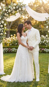 Men’s Ivory Double Breasted Tuxedo Dinner Jacket – Textured Blazer Paisley Texture Pattern in Off White Cream Color + Bowtie