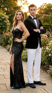 Men’s Black Velvet Tuxedo Blazer with Studded Lapel – Formal Evening Jacket