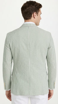 Mens Sage Green Seersucker Blazer – Lightweight Striped Summer Sport Coat Casual Smart Formal Jacket