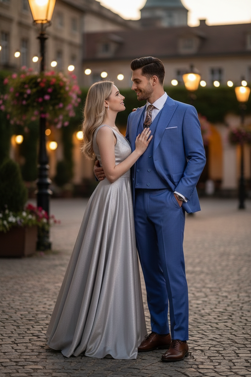 Men’s Light Blue Double-Breasted 3-Piece Suit Set – Tailored Fit Formal Business Suit in Steel Blue Sky Blue Color Modern Fit