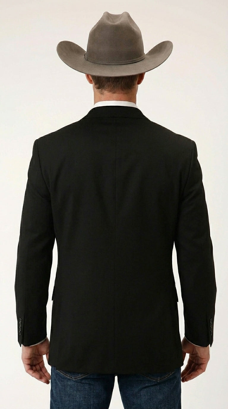 Men’s Black Linen Western Cowboy Blazer – Lightweight Formal Blazer Jacket for Wedding - Country Summer Jacket