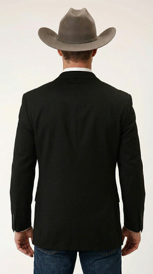 Men’s Black Linen Western Cowboy Blazer – Lightweight Formal Blazer Jacket for Wedding - Country Summer Jacket