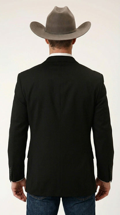 Men’s Black Linen Western Cowboy Blazer – Lightweight Formal Blazer Jacket for Wedding - Country Summer Jacket