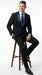 Men’s Black Suit with Navy Blue Lapel – Elegant Formal Tuxedo Style Suit for Wedding, Prom, Party and Evening Wear
