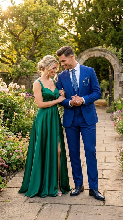 Men’s Royal Blue 3 Piece Suit Set with Vest – Formal Wedding and Party Wear Suit - Saphire Cobalt blue Modern Fit