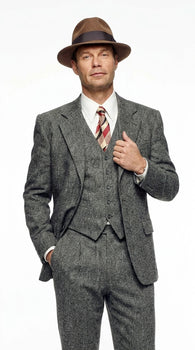 Men’s Grey Vintage Gangster Suit – Bonnie and Clyde Inspired 3 Piece Classic 1920s Formal Outfit