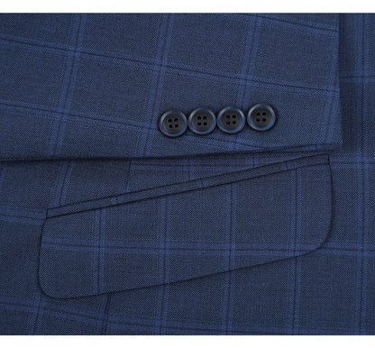 292-6 Men's Slim Fit 2-Piece Single Breasted Check Dress Suit - Image 7