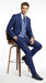 Vitali Men’s Navy Blue 3 Piece Suit with Light Blue Vest, Textured Formal Dress Suit for Weddings, Prom, Business Events, and Parties
