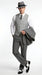 Men’s Grey Pinstripe 1920s Gangster 3 Piece Suit, Contrast Lapel Vintage Formal Suit for Parties, Prom, Weddings, and Theme Events