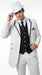 Men’s White Pinstripe 1920s Gangster 3 Piece Suit, Black Contrast Formal Costume Suit for Parties, Prom, Weddings, and Theme Events