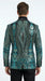 Men’s Black and Turquoise Blue With teal green Sequin Dinner Jacket, Formal Prom Wedding Paisley Floral Mardi Gra Pattern