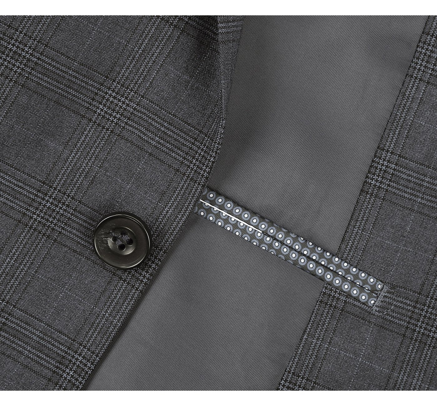 Designer Suit 278-1 Men's 3-Piece Classic Fit Single Breasted Windowpane Suit
