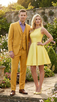 Men’s Mustard Yellow Three Piece Suit | 2 Button Notch Lapel Modern Fit in Gold Color - Church Suit