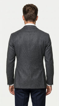 Men’s Charcoal Double Breasted Blazer, Formal Wedding Business Casual Sport Coat Jacket Wool Fabric