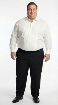 Men’s Ivory Cream Off White  Pleated Tuxedo Dress Shirt | French Cuff Formal Wedding Shirt