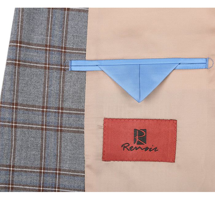 293-7 Men's Two Piece Slim Fit Stretch Windowpane Check Dress Suit - Image 6