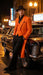 Men’s halloween Costume Orange Long Zoot Suit Set With Black Shirt and Black Pants included