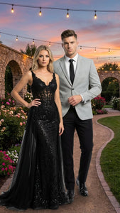 Men’s Light Grey Slim Fit Blazer Sport Coat with Black Pants | Premium Formal and Smart Casual Outfit