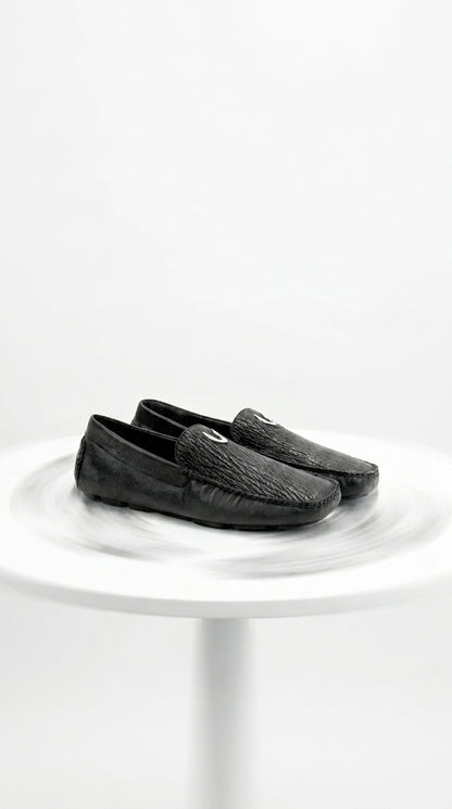 Men'S Black Vestigium Genuine Sharkskin Stylish Dress Loafer Full Leather Lining
