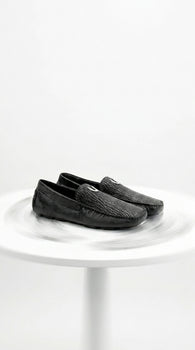 Men'S Black Vestigium Genuine Sharkskin Stylish Dress Loafer Full Leather Lining