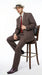 Men’s Brown Pinstripe Bonnie and Clyde Costume Suit – Vintage Gangster 1920s Outfit for Party, Halloween and Themed Events