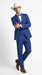 Men’s Blue Western Tuxedo Suit, 3 Piece Cowboy Formal Wedding Prom Suit with Satin Trim
