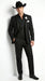 Men’s Black Western Tuxedo Suit, 3 Piece Cowboy Formal Wedding Prom Suit with Satin Trim