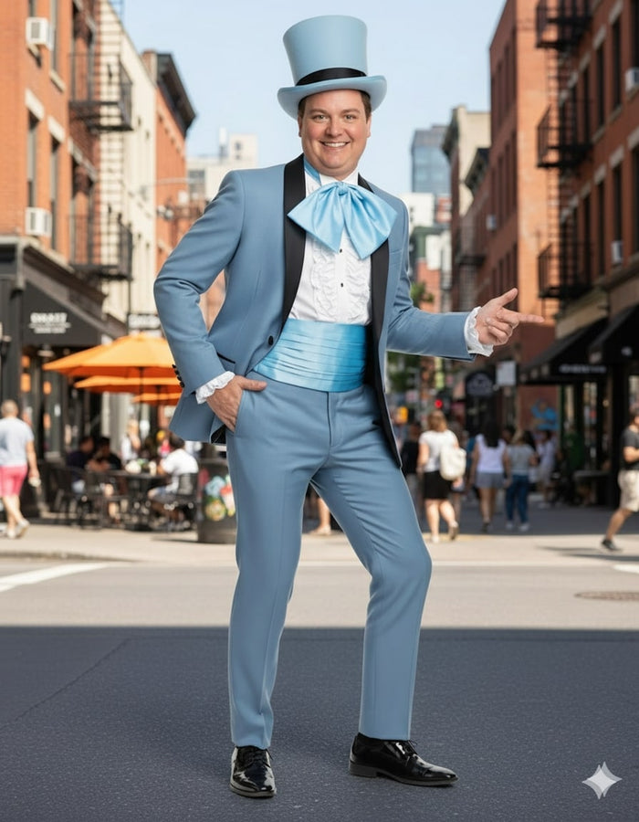 Dumb and Dumber Light Blue Tuxedo Costume for Men with Matching Top Hat – Classic 90s Party and Halloween Suit - Image 6