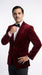Men’s Gomez Addams Inspired Costume, Burgundy Velvet Blazer with Black Pants Formal Party Outfit Combo