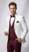 Men’s White and Burgundy 3 Piece Tuxedo Suit, Vested Formal Wedding Prom Dinner Suit Set bowtie included